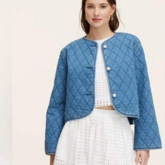 NWOT Kate Spade Blue Quilted Jean Jacket size XXL - Picture 1 of 8
